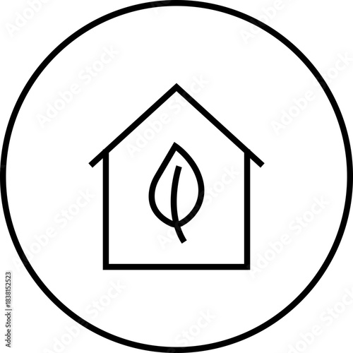 Energy saving eco power icon in black line style, sustainability electricity efficiency symbols pack with renewable green energy illustration, environmental resource graphic element