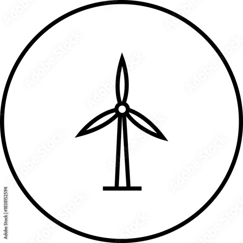 Energy saving eco power icon in black line style, sustainability electricity efficiency symbols pack with renewable green energy illustration, environmental resource graphic element