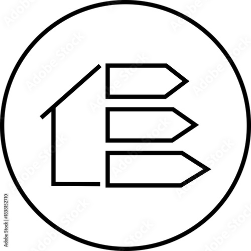 Energy saving eco power icon in black line style, sustainability electricity efficiency symbols pack with renewable green energy illustration, environmental resource graphic element