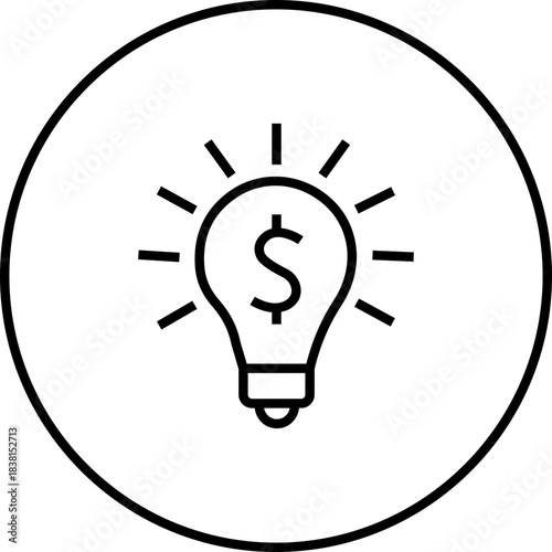 Energy saving eco power icon in black line style, sustainability electricity efficiency symbols pack with renewable green energy illustration, environmental resource graphic element