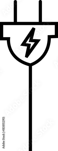 Energy saving eco power icon in black line style, sustainability electricity efficiency symbols pack with renewable green energy illustration, environmental resource graphic element