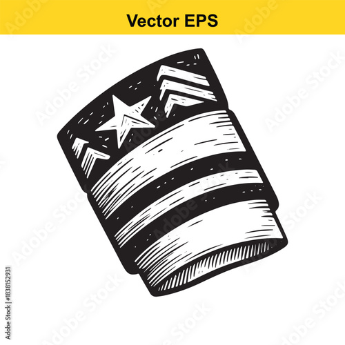 American flag element doodle with star and stripes isolated