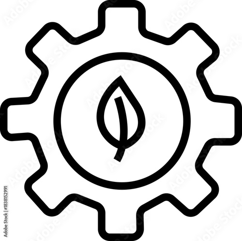 Energy saving eco power icon in black line style, sustainability electricity efficiency symbols pack with renewable green energy illustration, environmental resource graphic element