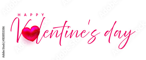 Valentine's Day text, pink happy Valentine Day calligraphy