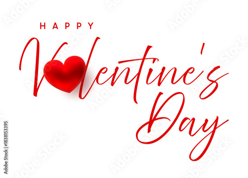 Valentines Day text, happy Valentine typography, red heart