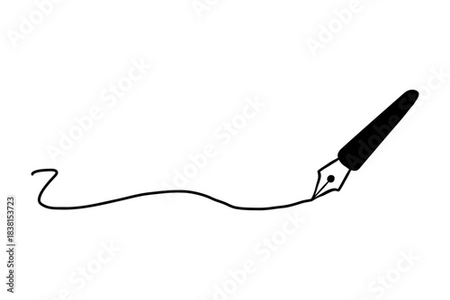 シンプルな手描き風の線画イラスト　万年筆・黒・くねくね線