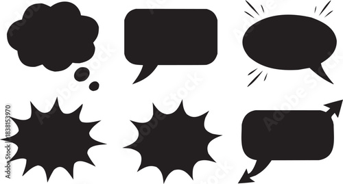Speech Bubble Icon Set in Line Style. A collection of communication-themed speech bubbles