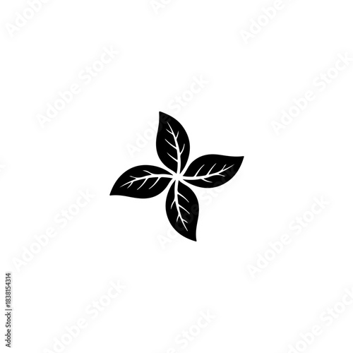 Four leaves forming a stylized flower or clover shape, black silhouette icon
