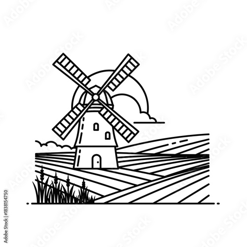 windmill vector illustration