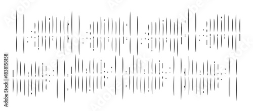 Height meter from measure markup line ruler, vertical stadiometer scale. Monochrome texture composed of irregular graphic elements. Distressed uneven grunge background.