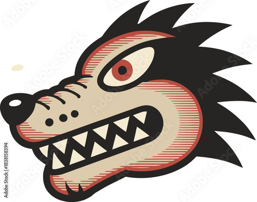 Stylized wolf head logo with text animal