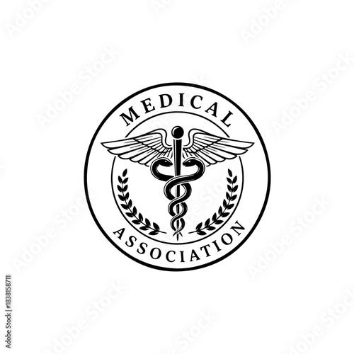 Medical association logo with caduceus symbol in a circle