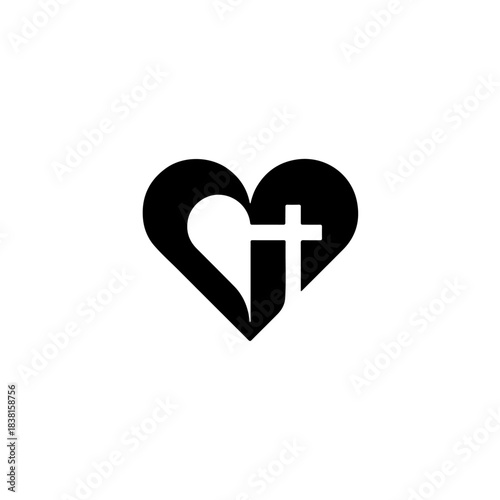 Christian heart with cross logo icon symbol faith love religion