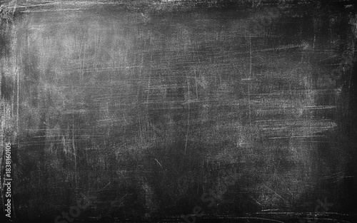 Empty Black Chalkboard with Smudges photo
