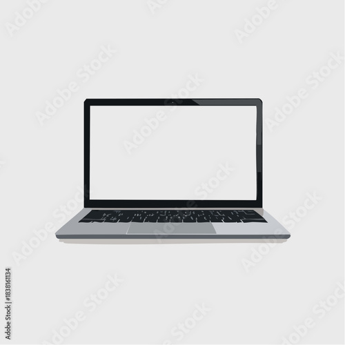 Modern portable electronic computer with a blank screen and keyboard, ready for digital use and creative tasks