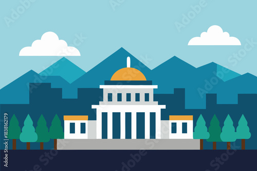 Bandung Cityscape Vector with Gedung Sate
