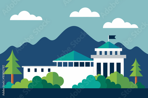 Bandung Cityscape Vector with Gedung Sate