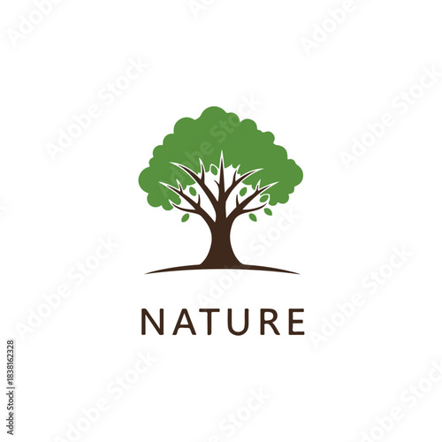 Simple stylized green tree logo icon for nature and environment concept