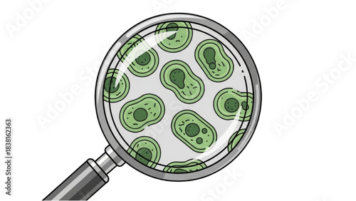 Microscopic Observation, Bacteria, Laboratory, Illustration, Scientific Environment, Close-Up View, Microbiology Concept