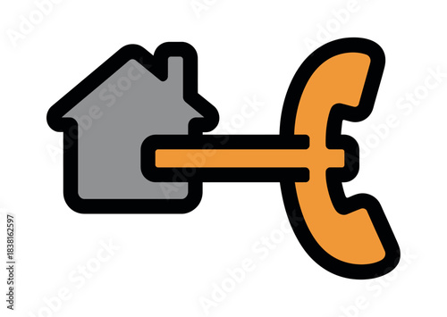 A house icon connected to a telephone receiver icon symbolizing home phone service.