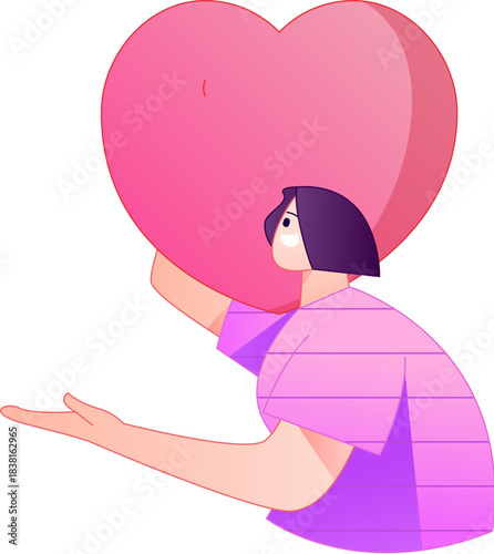 A relief illustration of a figure holding a caring hand, embodying the act of sharing affection.
