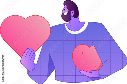 A relief illustration of a figure holding a caring hand, embodying the act of sharing affection.
