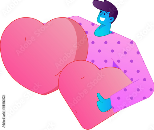 A relief illustration of a figure holding a caring hand, embodying the act of sharing affection.
