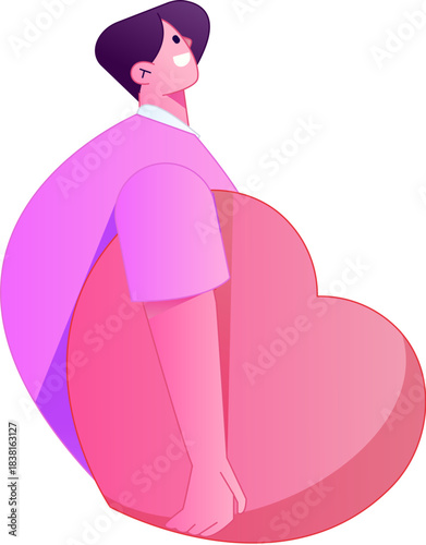 A relief illustration of a figure holding a caring hand, embodying the act of sharing affection.
