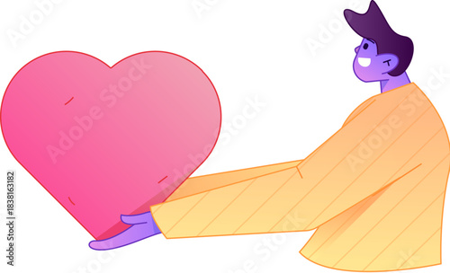 A relief illustration of a figure holding a caring hand, embodying the act of sharing affection.
