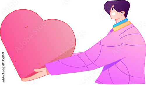 A relief illustration of a figure holding a caring hand, embodying the act of sharing affection.
