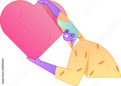 A relief illustration of a figure holding a caring hand, embodying the act of sharing affection.
