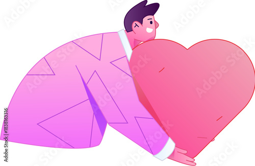 A relief illustration of a figure holding a caring hand, embodying the act of sharing affection.
