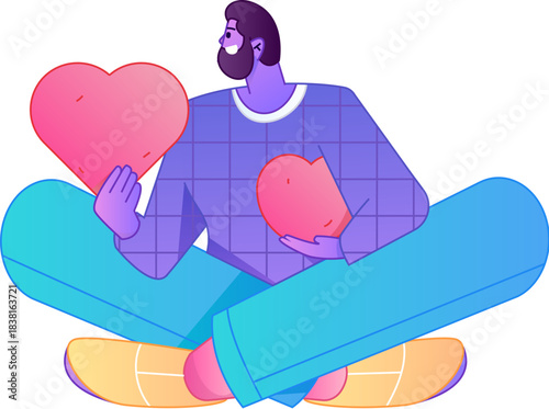 A relief illustration of a figure holding a caring hand, embodying the act of sharing affection.
