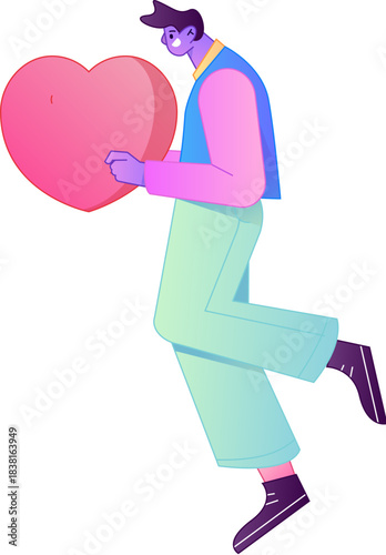 A relief illustration of a figure holding a caring hand, embodying the act of sharing affection.
