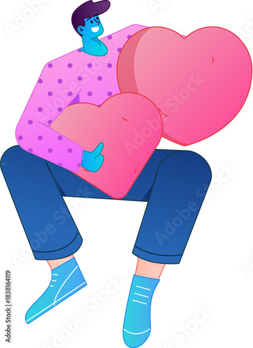 A relief illustration of a figure holding a caring hand, embodying the act of sharing affection.
