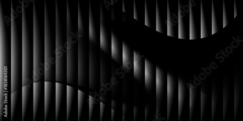 Abstract pattern of vertical metallic lines with dramatic lighting and shadow