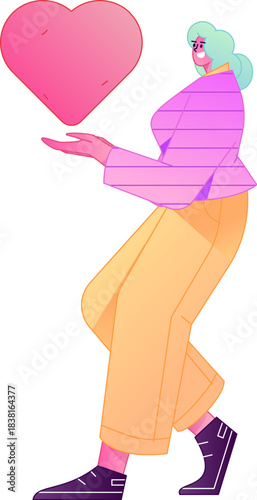 A relief illustration of a figure holding a caring hand, embodying the act of sharing affection.
