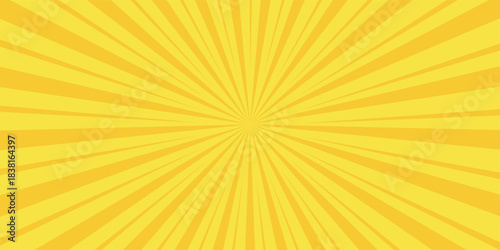 Yellow banner with Sun rays, yellow lines background, lightYellow banner with Sun rays, yellow lines background, light