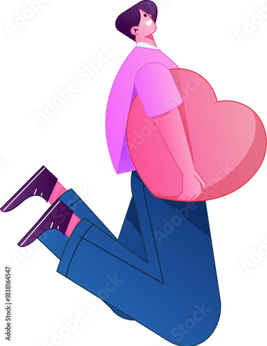 A relief illustration of a figure holding a caring hand, embodying the act of sharing affection.
