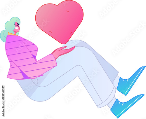 A relief illustration of a figure holding a caring hand, embodying the act of sharing affection.
