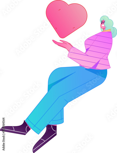 A relief illustration of a figure holding a caring hand, embodying the act of sharing affection.
