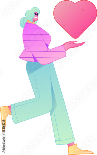 A relief illustration of a figure holding a caring hand, embodying the act of sharing affection.
