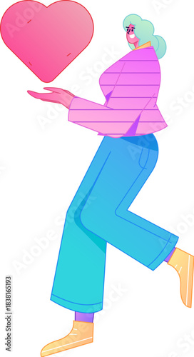 A relief illustration of a figure holding a caring hand, embodying the act of sharing affection.
