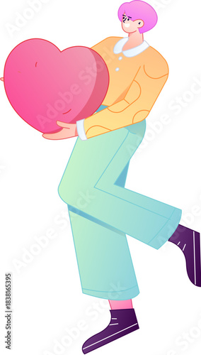 A relief illustration of a figure holding a caring hand, embodying the act of sharing affection.
