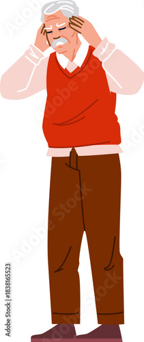 Senior man experiencing headache, pain, and health problems