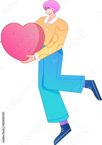 A relief illustration of a figure holding a caring hand, embodying the act of sharing affection.
