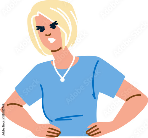 Angry blonde woman expressing frustration and annoyance