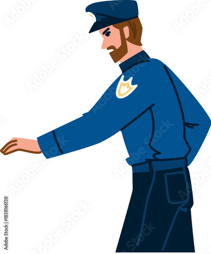 Police officer directing or stopping someone illustration