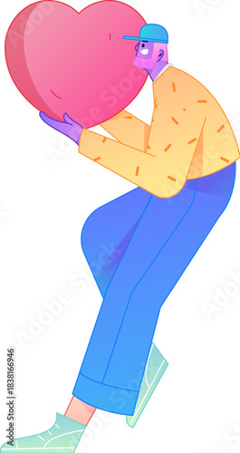 A relief illustration of a figure holding a caring hand, embodying the act of sharing affection.
