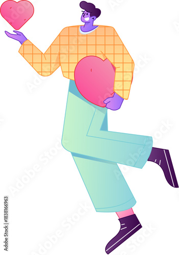 A relief illustration of a figure holding a caring hand, embodying the act of sharing affection.
